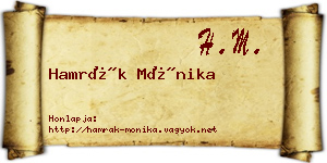 Hamrák Mónika névjegykártya